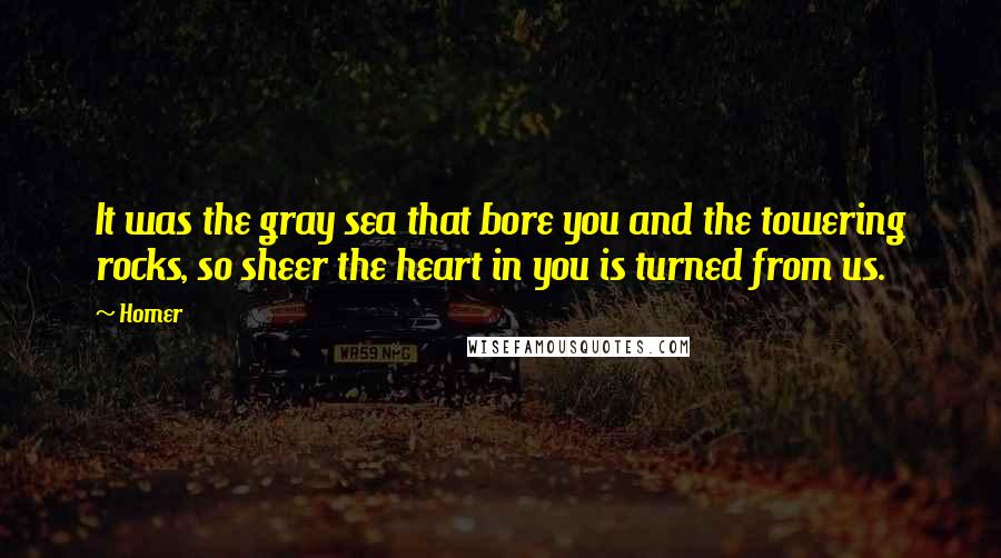 Homer Quotes: It was the gray sea that bore you and the towering rocks, so sheer the heart in you is turned from us.