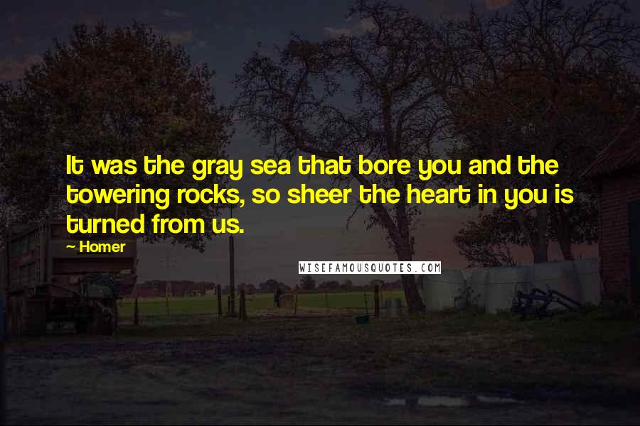 Homer Quotes: It was the gray sea that bore you and the towering rocks, so sheer the heart in you is turned from us.