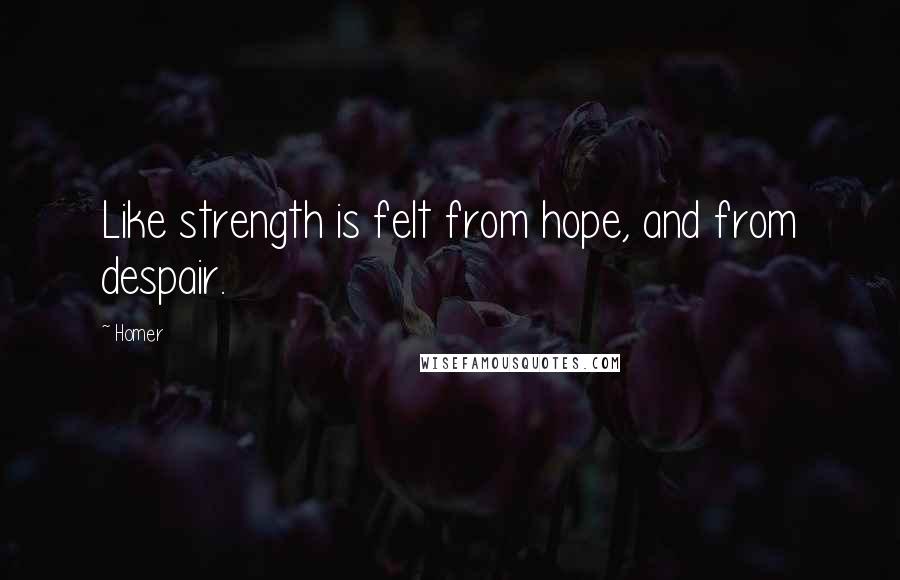 Homer Quotes: Like strength is felt from hope, and from despair.