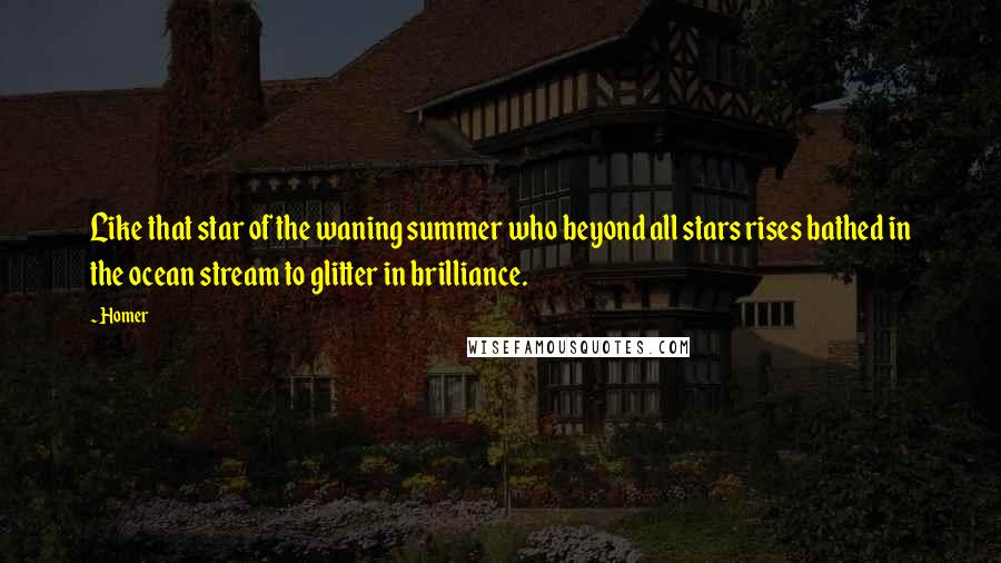 Homer Quotes: Like that star of the waning summer who beyond all stars rises bathed in the ocean stream to glitter in brilliance.