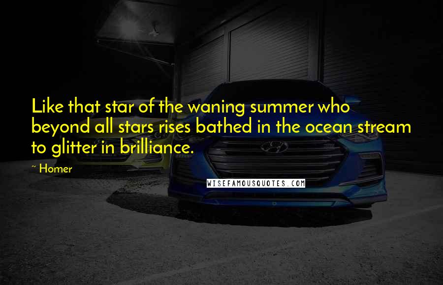 Homer Quotes: Like that star of the waning summer who beyond all stars rises bathed in the ocean stream to glitter in brilliance.