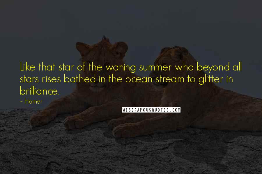 Homer Quotes: Like that star of the waning summer who beyond all stars rises bathed in the ocean stream to glitter in brilliance.