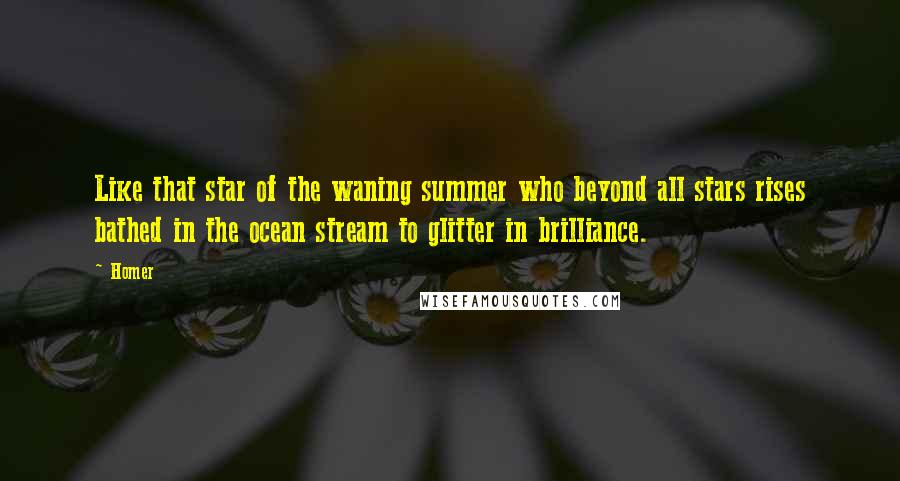 Homer Quotes: Like that star of the waning summer who beyond all stars rises bathed in the ocean stream to glitter in brilliance.