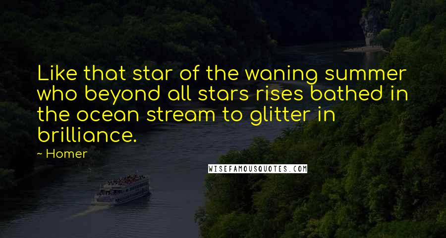 Homer Quotes: Like that star of the waning summer who beyond all stars rises bathed in the ocean stream to glitter in brilliance.