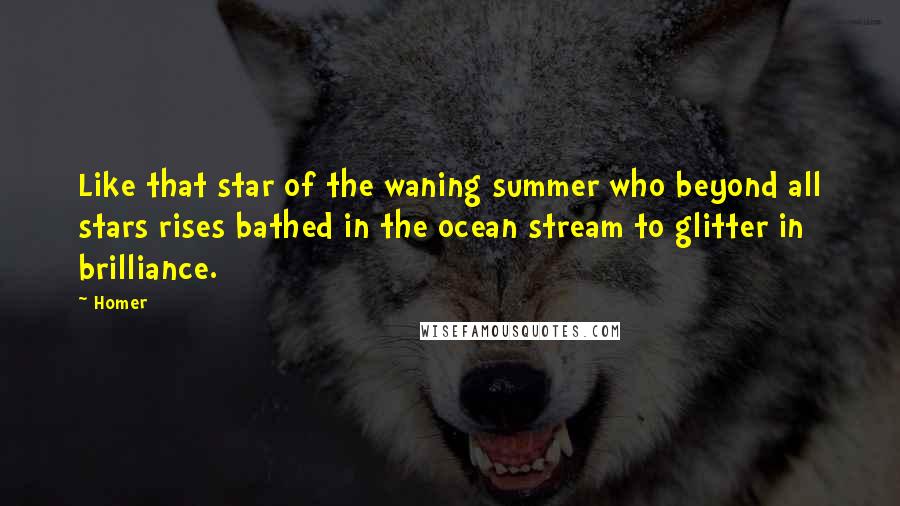 Homer Quotes: Like that star of the waning summer who beyond all stars rises bathed in the ocean stream to glitter in brilliance.