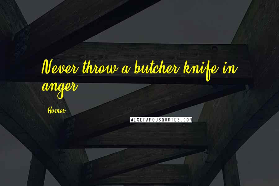 Homer Quotes: Never throw a butcher knife in anger.