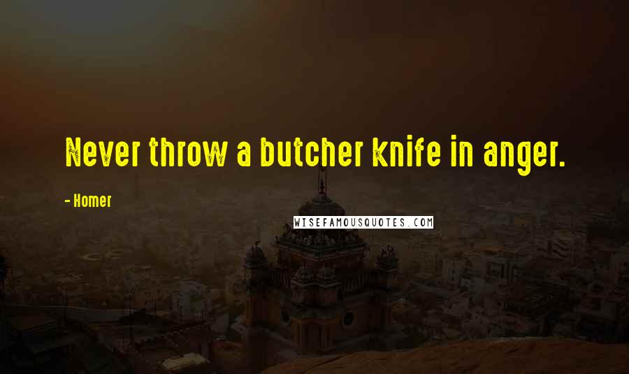 Homer Quotes: Never throw a butcher knife in anger.