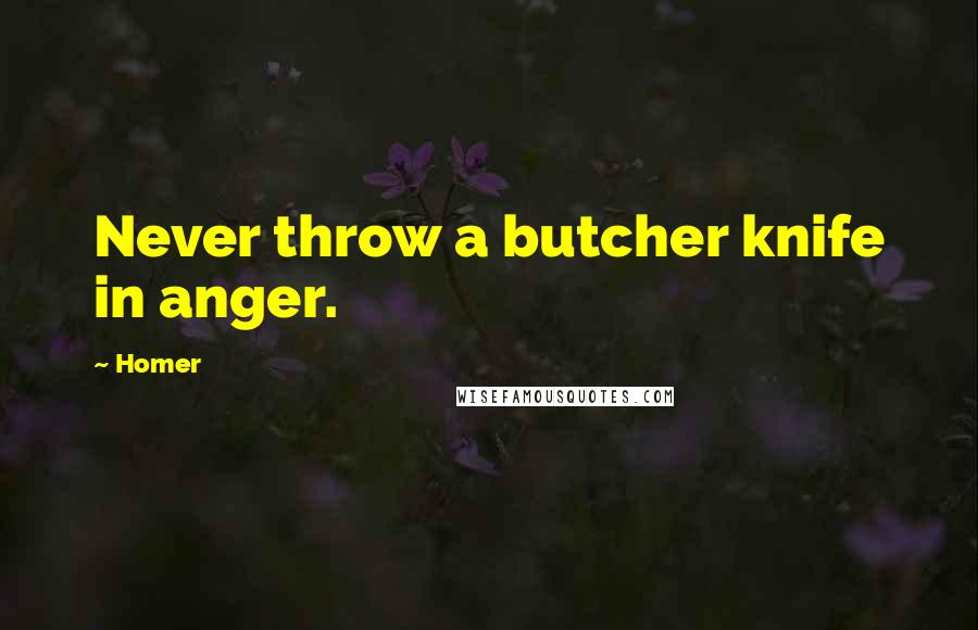 Homer Quotes: Never throw a butcher knife in anger.