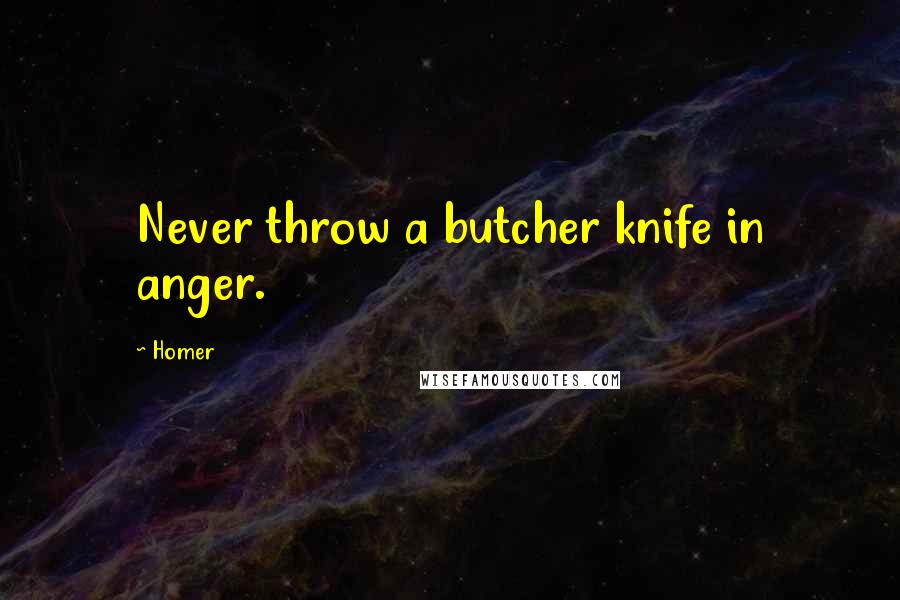 Homer Quotes: Never throw a butcher knife in anger.