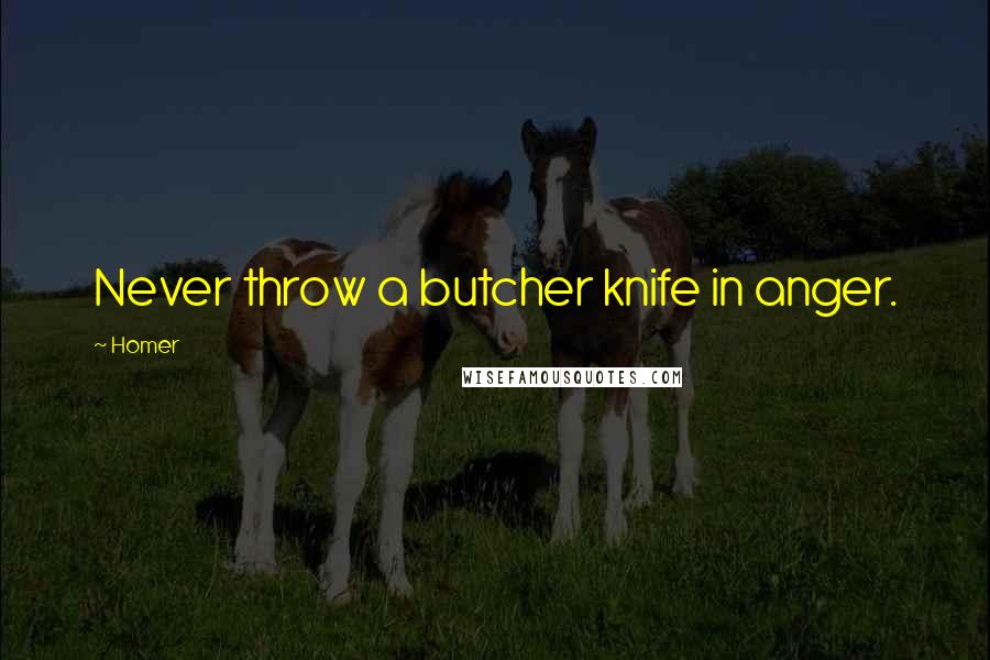 Homer Quotes: Never throw a butcher knife in anger.