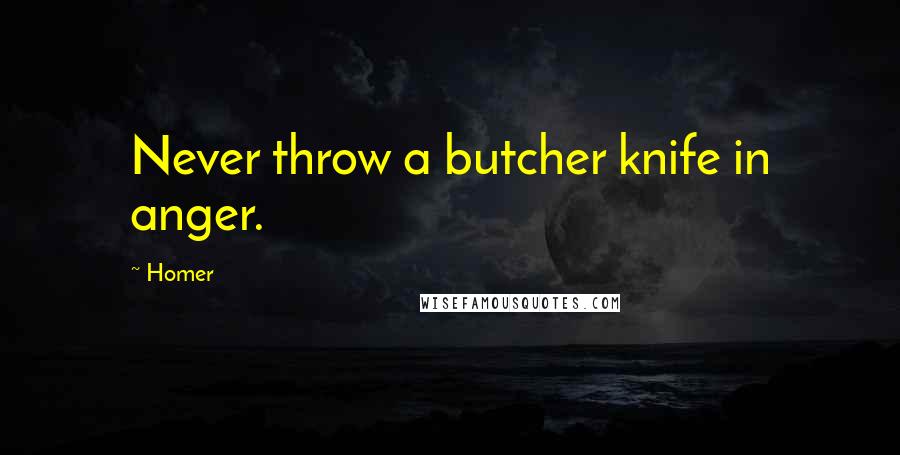 Homer Quotes: Never throw a butcher knife in anger.