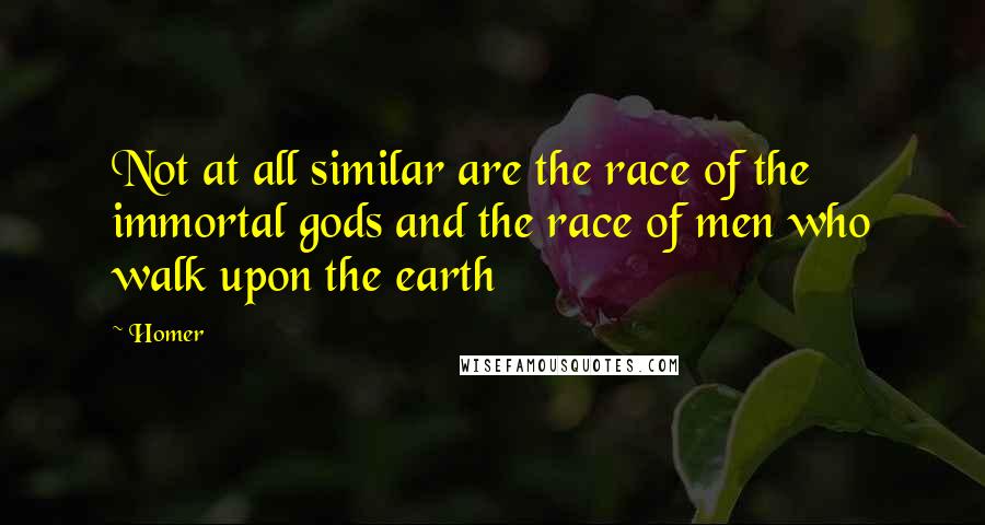 Homer Quotes: Not at all similar are the race of the immortal gods and the race of men who walk upon the earth