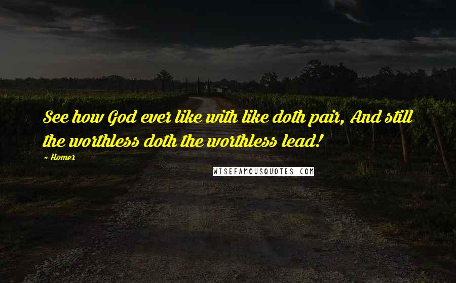 Homer Quotes: See how God ever like with like doth pair, And still the worthless doth the worthless lead!