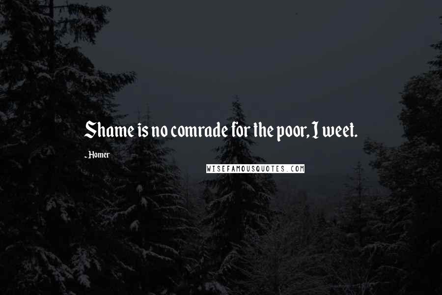 Homer Quotes: Shame is no comrade for the poor, I weet.