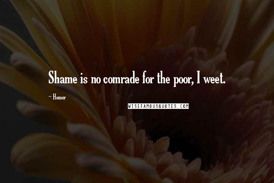 Homer Quotes: Shame is no comrade for the poor, I weet.