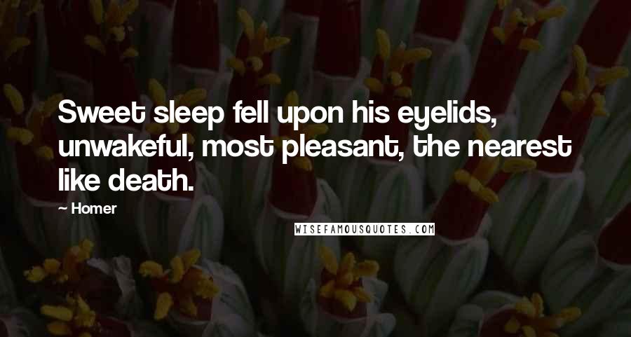 Homer Quotes: Sweet sleep fell upon his eyelids, unwakeful, most pleasant, the nearest like death.