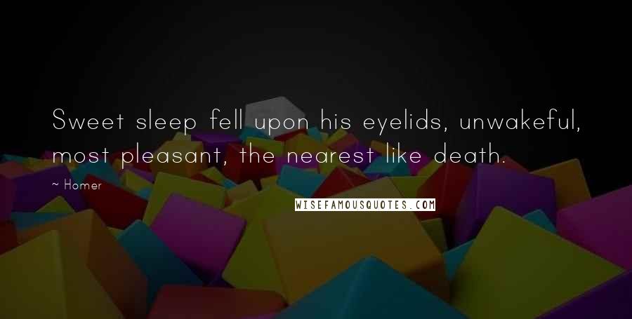 Homer Quotes: Sweet sleep fell upon his eyelids, unwakeful, most pleasant, the nearest like death.