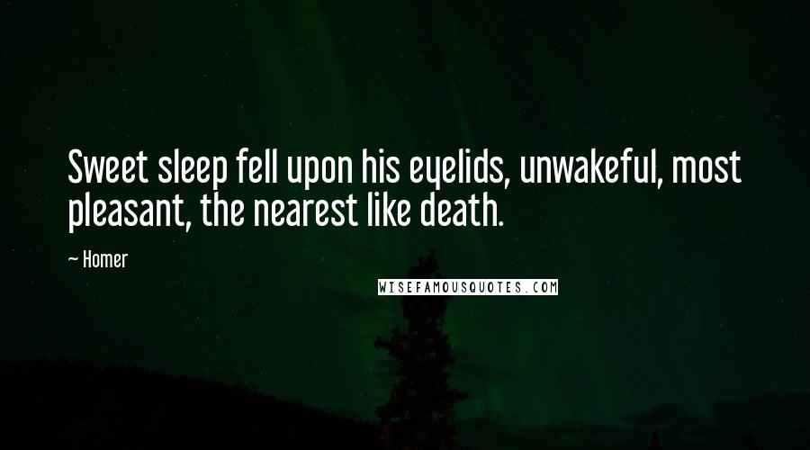 Homer Quotes: Sweet sleep fell upon his eyelids, unwakeful, most pleasant, the nearest like death.