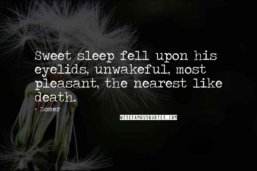 Homer Quotes: Sweet sleep fell upon his eyelids, unwakeful, most pleasant, the nearest like death.