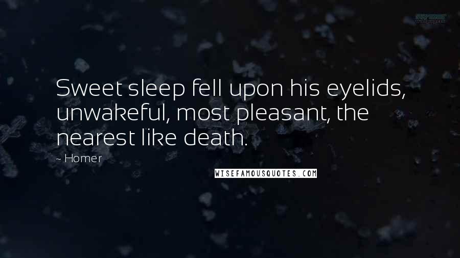 Homer Quotes: Sweet sleep fell upon his eyelids, unwakeful, most pleasant, the nearest like death.