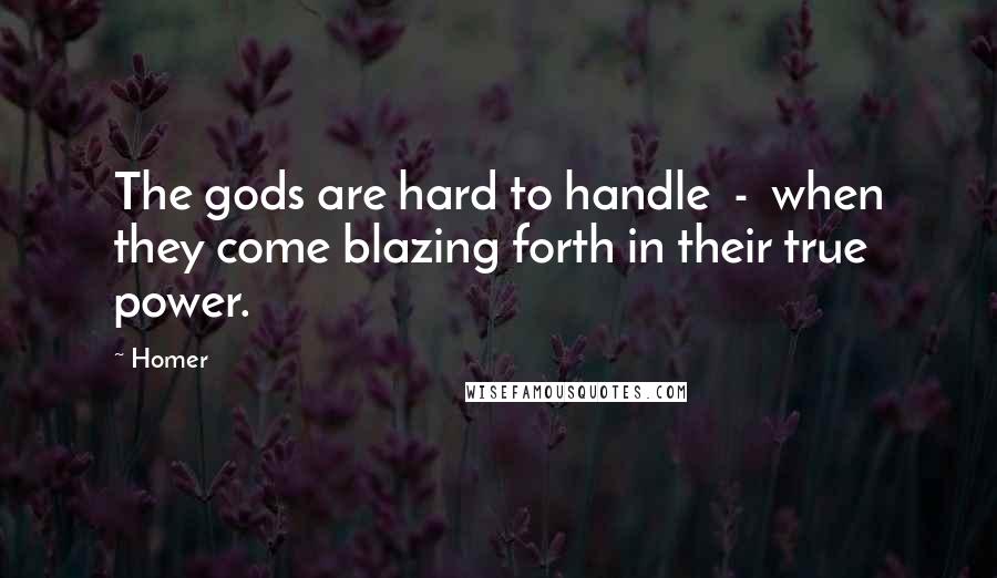 Homer Quotes: The gods are hard to handle  -  when they come blazing forth in their true power.