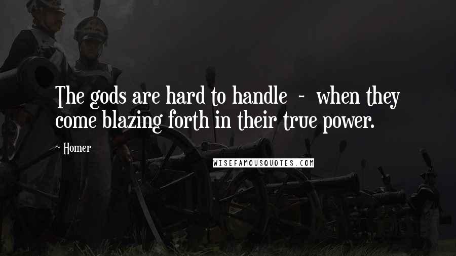 Homer Quotes: The gods are hard to handle  -  when they come blazing forth in their true power.