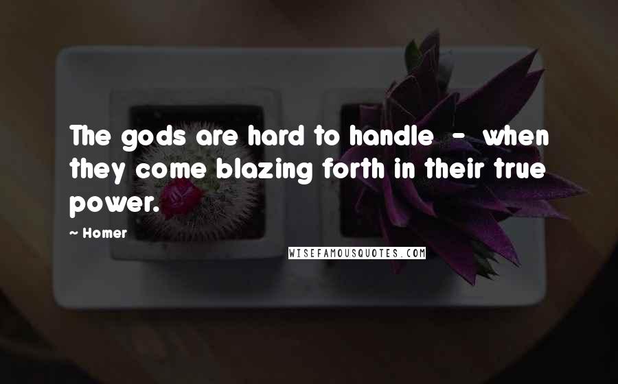 Homer Quotes: The gods are hard to handle  -  when they come blazing forth in their true power.