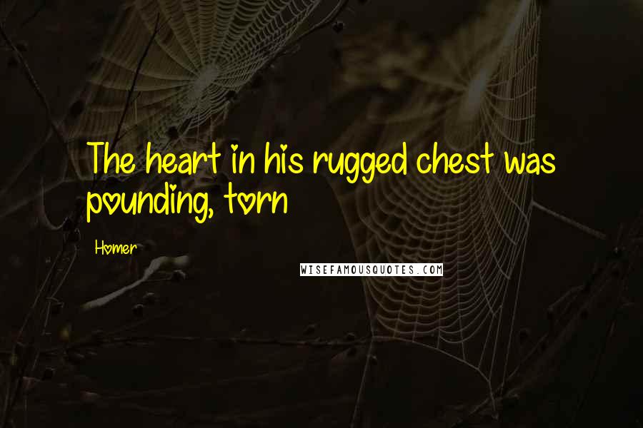 Homer Quotes: The heart in his rugged chest was pounding, torn