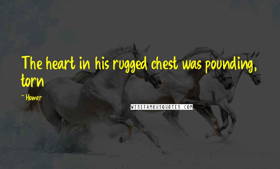 Homer Quotes: The heart in his rugged chest was pounding, torn