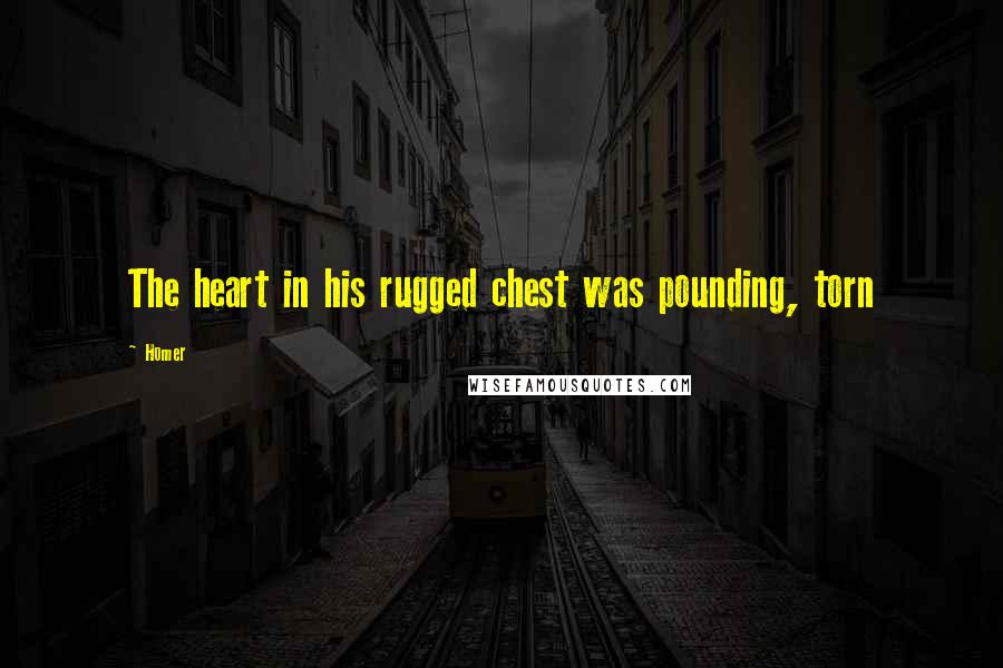 Homer Quotes: The heart in his rugged chest was pounding, torn