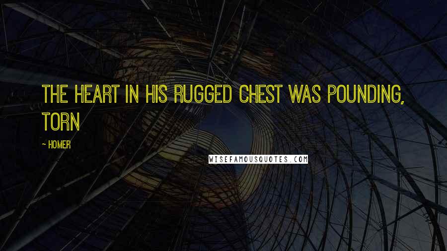 Homer Quotes: The heart in his rugged chest was pounding, torn