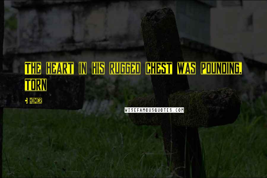 Homer Quotes: The heart in his rugged chest was pounding, torn