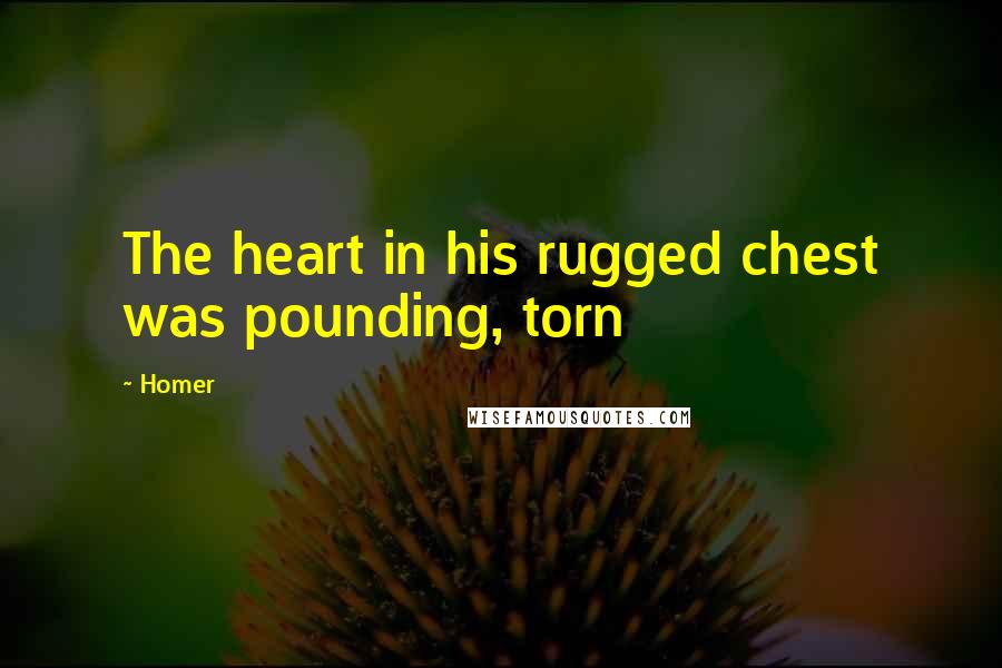 Homer Quotes: The heart in his rugged chest was pounding, torn