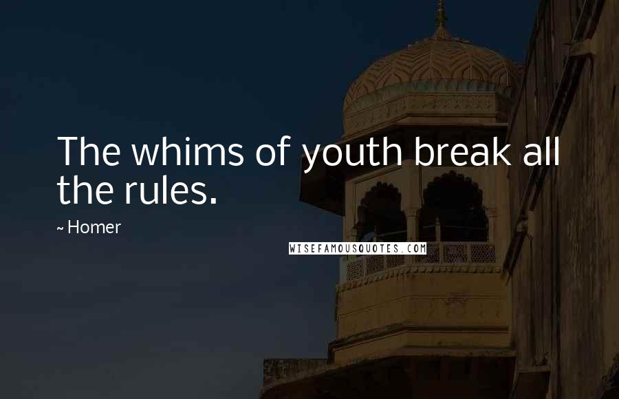 Homer Quotes: The whims of youth break all the rules.