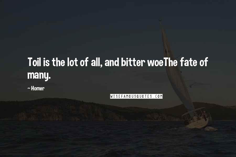 Homer Quotes: Toil is the lot of all, and bitter woeThe fate of many.