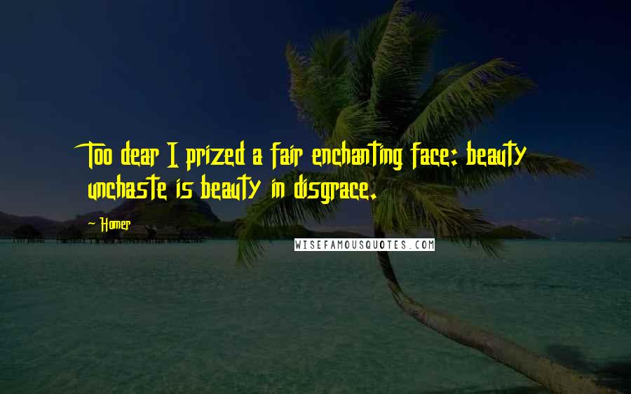 Homer Quotes: Too dear I prized a fair enchanting face: beauty unchaste is beauty in disgrace.