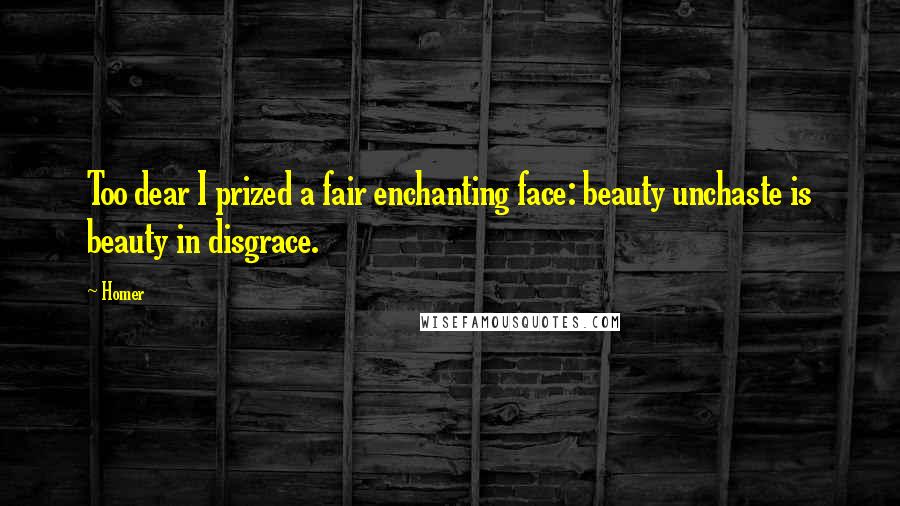 Homer Quotes: Too dear I prized a fair enchanting face: beauty unchaste is beauty in disgrace.