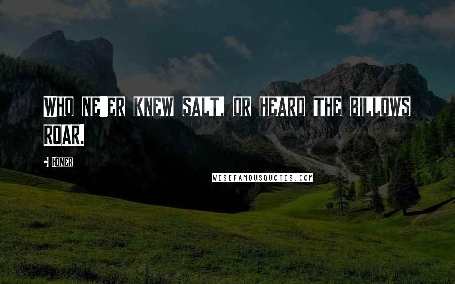 Homer Quotes: Who ne'er knew salt, or heard the billows roar.