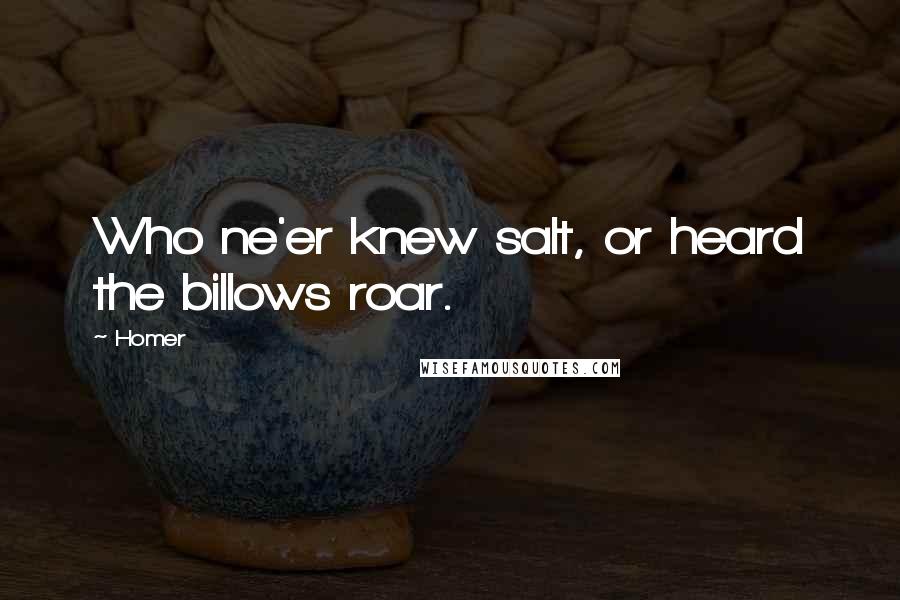 Homer Quotes: Who ne'er knew salt, or heard the billows roar.