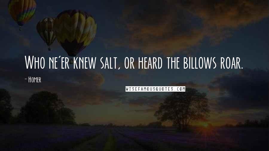 Homer Quotes: Who ne'er knew salt, or heard the billows roar.