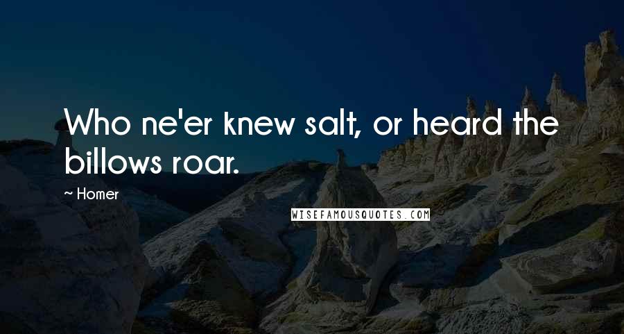 Homer Quotes: Who ne'er knew salt, or heard the billows roar.