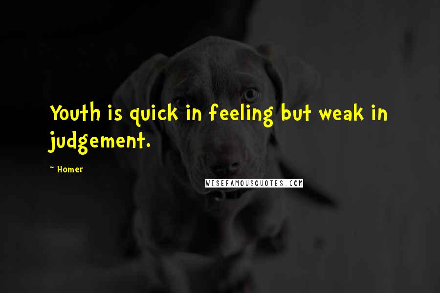 Homer Quotes: Youth is quick in feeling but weak in judgement.