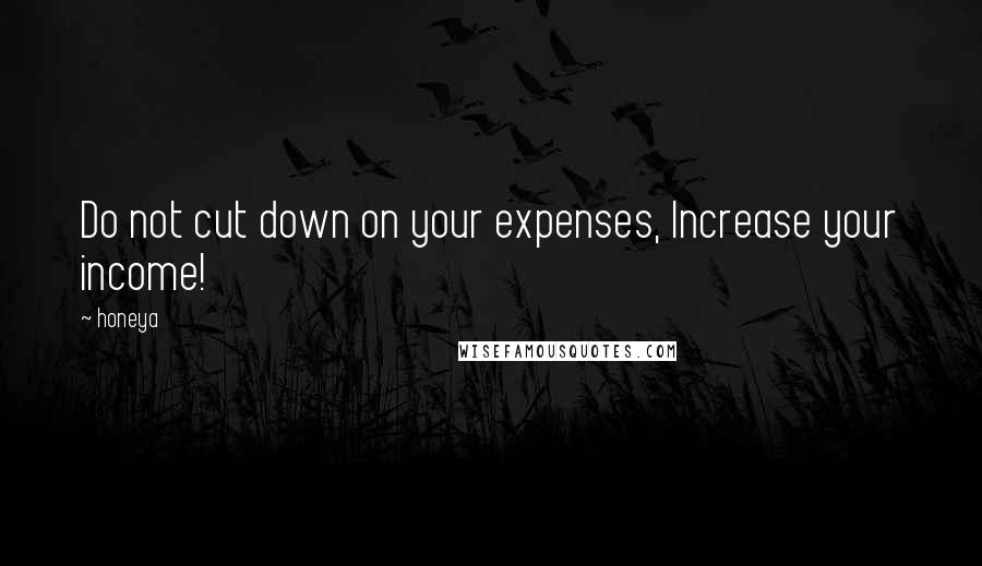 Honeya Quotes: Do not cut down on your expenses, Increase your income!