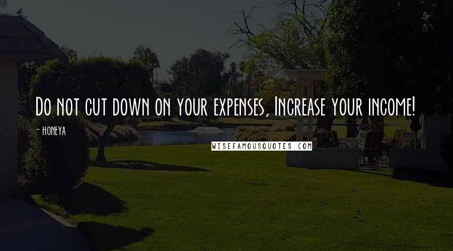 Honeya Quotes: Do not cut down on your expenses, Increase your income!