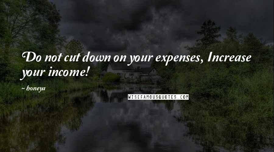Honeya Quotes: Do not cut down on your expenses, Increase your income!