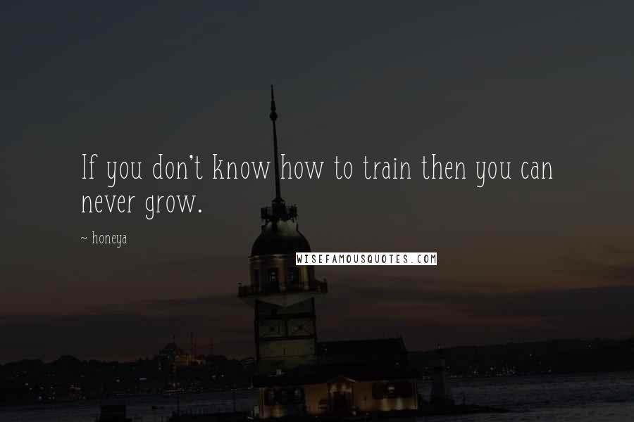 Honeya Quotes: If you don't know how to train then you can never grow.