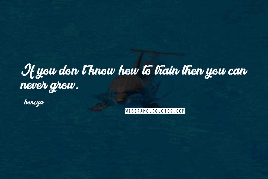 Honeya Quotes: If you don't know how to train then you can never grow.