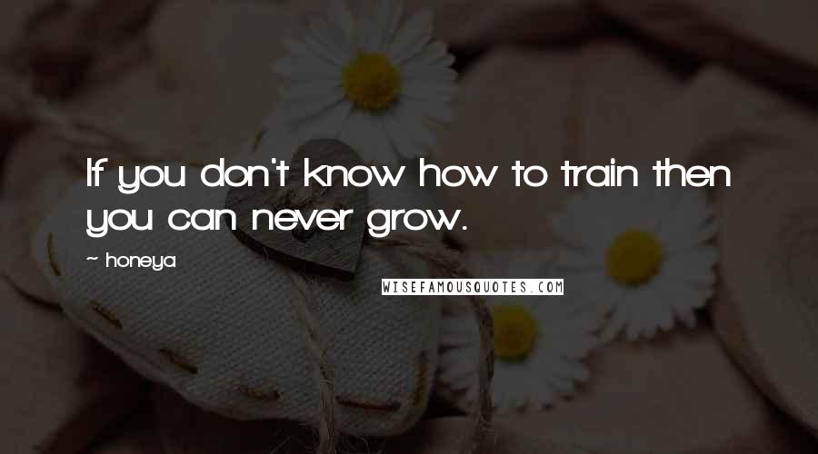 Honeya Quotes: If you don't know how to train then you can never grow.