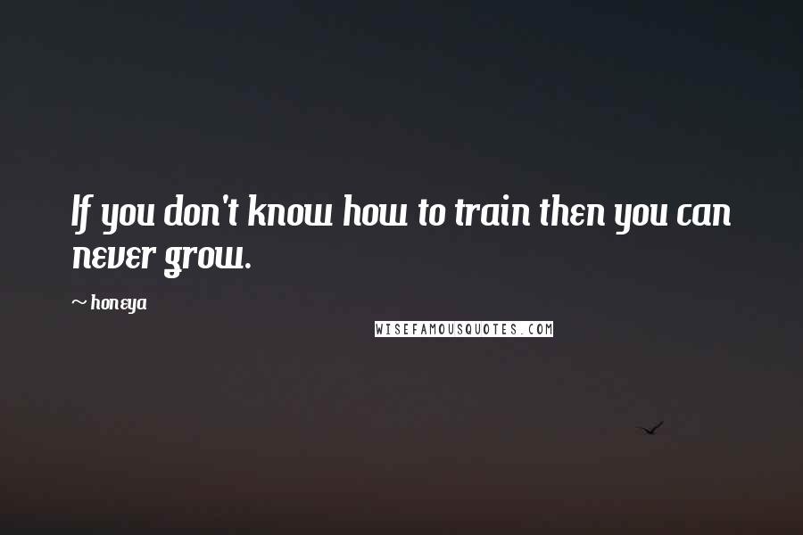 Honeya Quotes: If you don't know how to train then you can never grow.