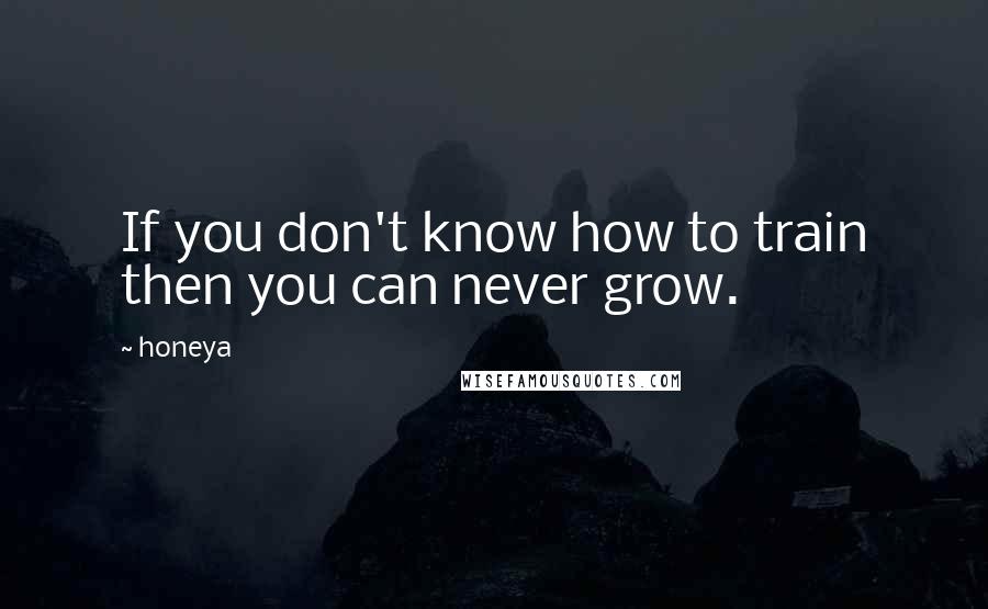 Honeya Quotes: If you don't know how to train then you can never grow.